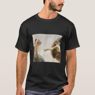 Camiseta Tapa Onipotente Gato Divertido Deus Criação de Adã