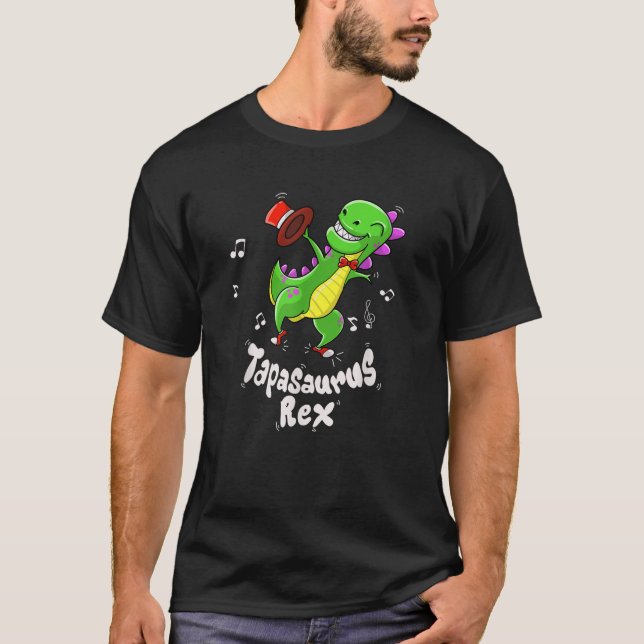 Camiseta Tapassauro Bonito Rex Engraçado Dança Dinossauro (Frente)