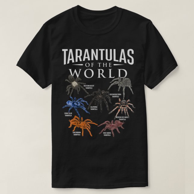 Camiseta Tarântulas Da Aranha-Do-Piso-Aracnídeo Do Mundo (Frente do Design)