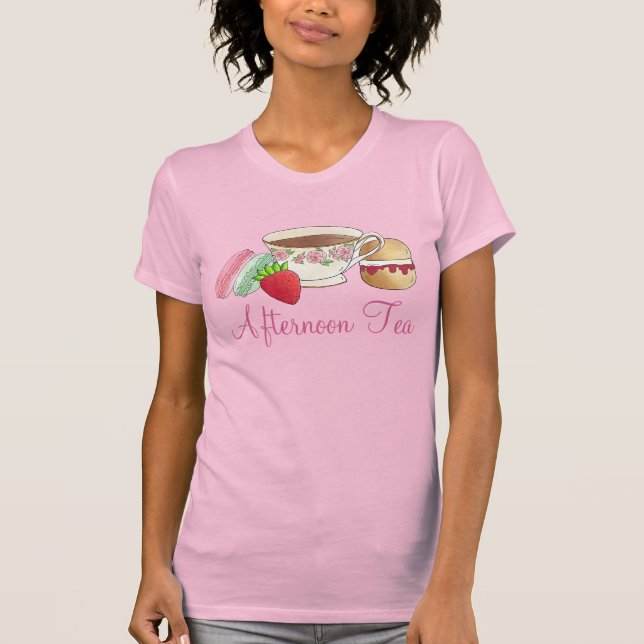 Camiseta Tarde, Teacup Cream Scone Do Tea Party (Frente)