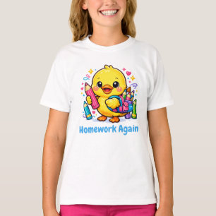 Camiseta Tarefa de Novo Frango Fofo de Volta às Aulas Engra