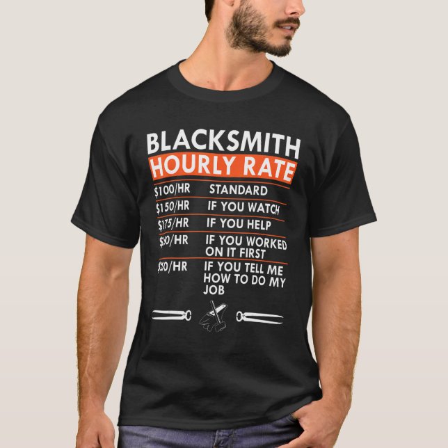 Camiseta Tarifa Horária do Blacksmith Taxas de Mão de Obra (Frente)