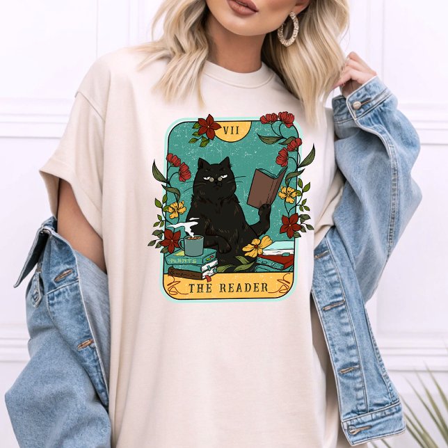 Camiseta Tarot Aestético Engraçado Cat O Leitor Booklover (Criador carregado)