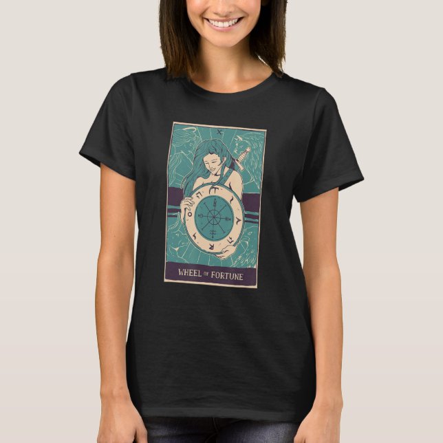 Camiseta Tarot Card A roda da fortuna oculta gótica (Frente)