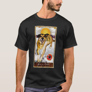 Camiseta Tarot Card Ace of Swords and Dog Cosmic Graphic Do