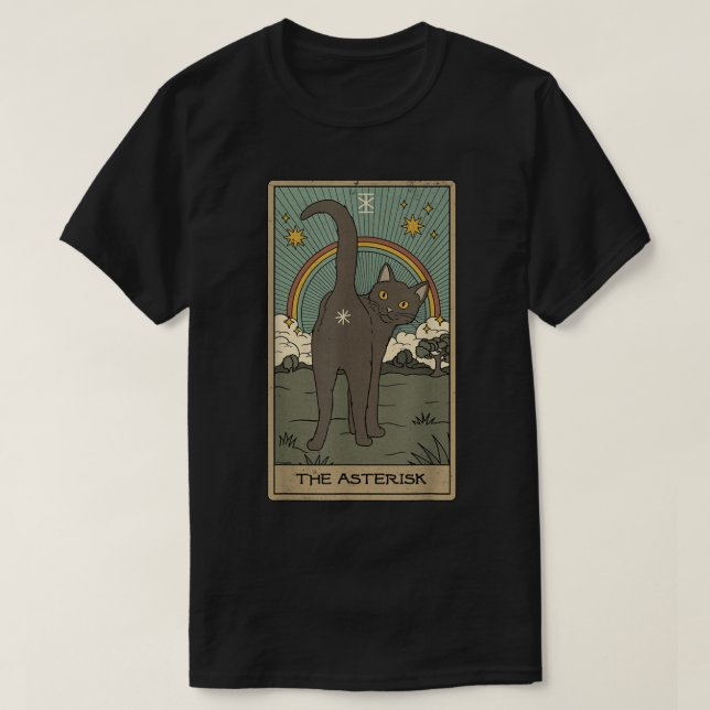 Camiseta Tarot Card Cat O Gráfico Cósmico Asterisco (Frente do Design)