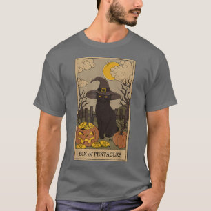 Camiseta Tarot Card Crescent Moon and Black Cat Witat Hat