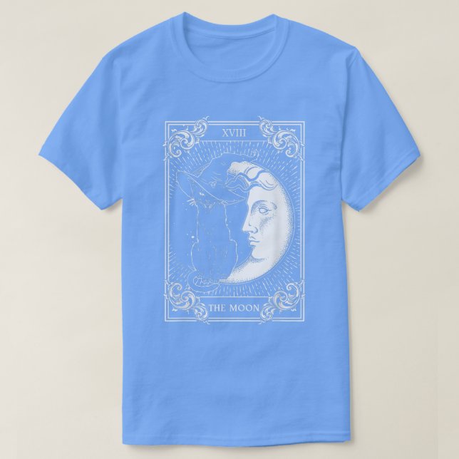 Camiseta Tarot Card Crescent Moon And Cat Graphic  (Frente do Design)