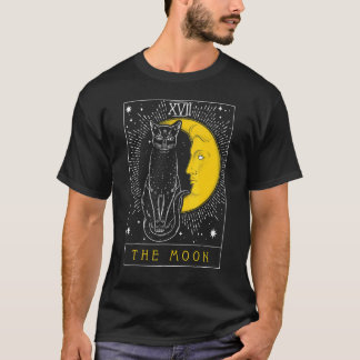 Camiseta Tarot Card Crescent Moon And Cat Graphic