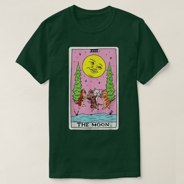 Camiseta Tarot Card Crescent Moon And Cat Squad Graphic  (Frente do Design)