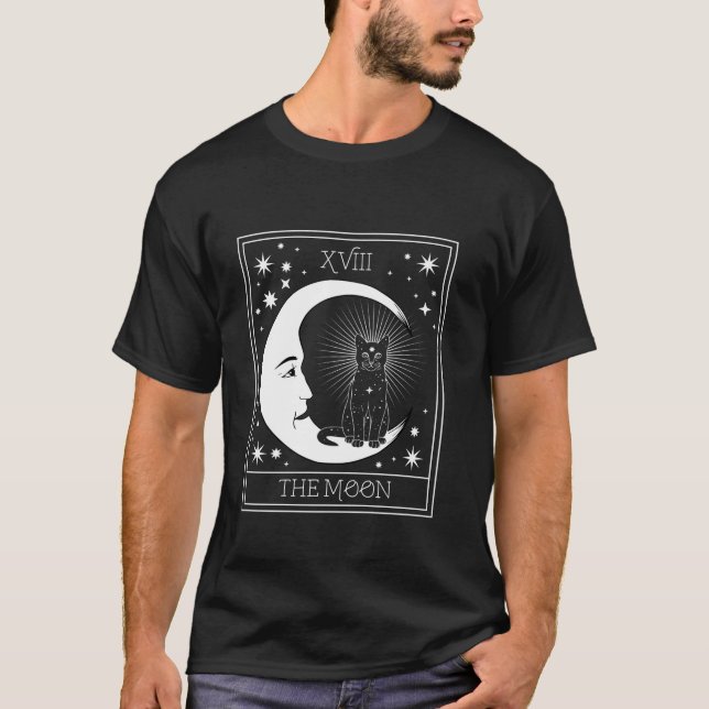 Camiseta Tarot Card Crescent Moon e Black Cat Cosmmmmic Gra (Frente)