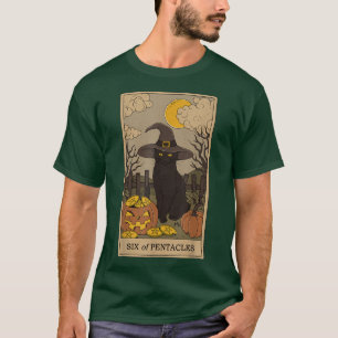 Camiseta Tarot Card Crescent Moon E Black Cat Witat