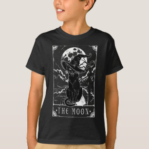 Camiseta Tarot Card Crescent Moon E Black Cat Witat Hat