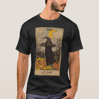 Camiseta Tarot Card Crescent Moon E Black Cat Witat Hat