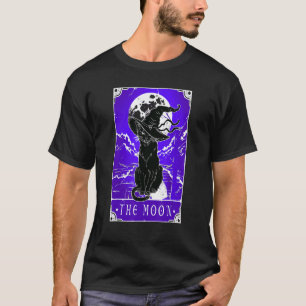 Camiseta Tarot Card Crescent Moon E Black Cat Witat Hat