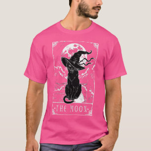 Camiseta Tarot Card Crescent Moon E Black Cat Witat Hat