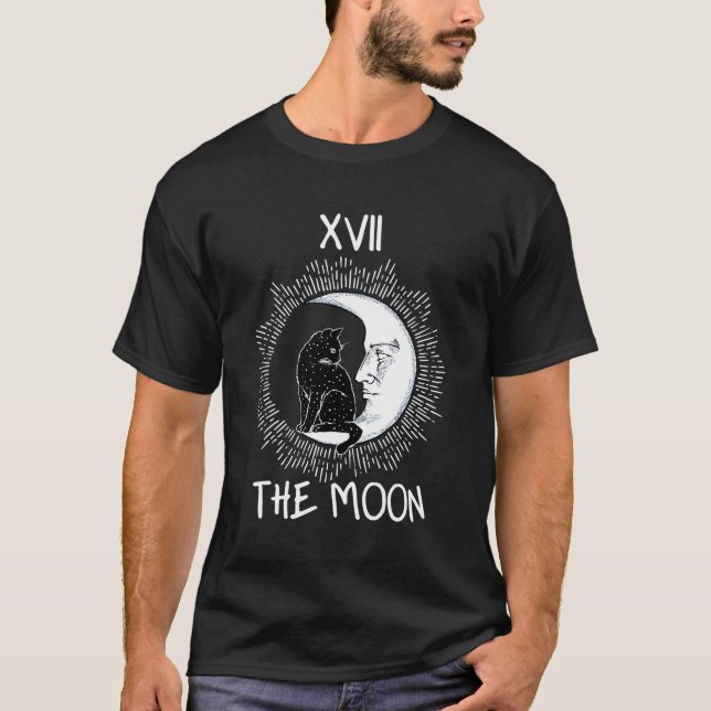 Camiseta Tarot Card Crescent Moon E Cat Graphic Jersey (Frente)