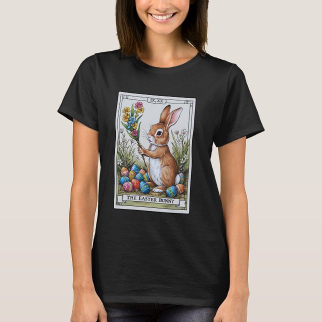 Camiseta Tarot Card Happy Easter Bunny Spring Easter Egg Ea (Frente)