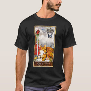 Camiseta Tarot Card King of Swords and Dog Cosmic Graphic D