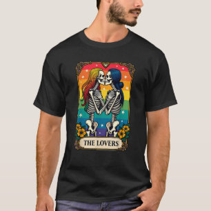Camiseta Tarot Card lança esqueletos lésbicos beijando