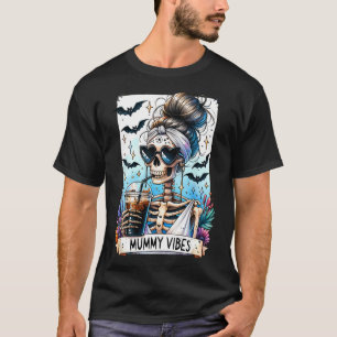 Camiseta Tarot Card Mummy Vibes Spooky Season Skeleton Mãe