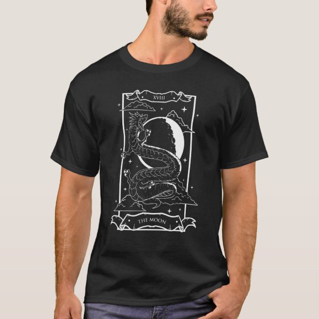 Camiseta Tarot Card O Estilo De Fantasia Da Lua Xviii Drago (Frente)