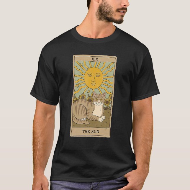 Camiseta Tarot Card O Sol E Gatos Cósmicos De Gato (Frente)
