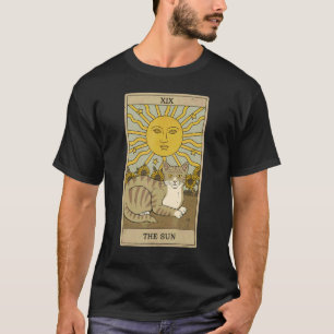 Camiseta Tarot Card O Sol E O Gato De Girassol Gráfico De G
