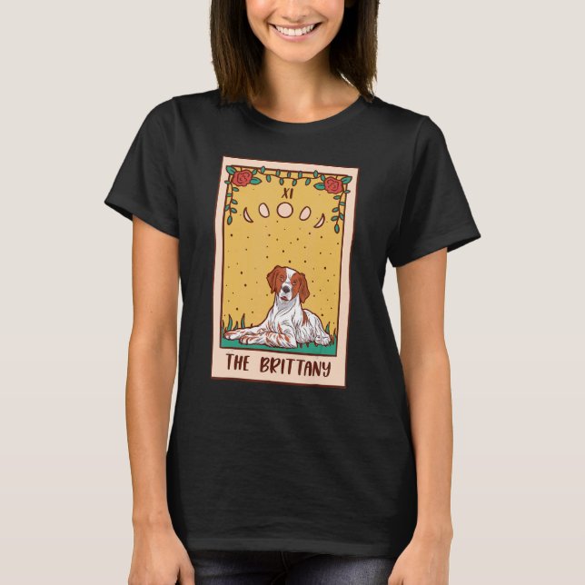 Camiseta Tarot Card Occulta Magic Occultism Cães Brittany (Frente)