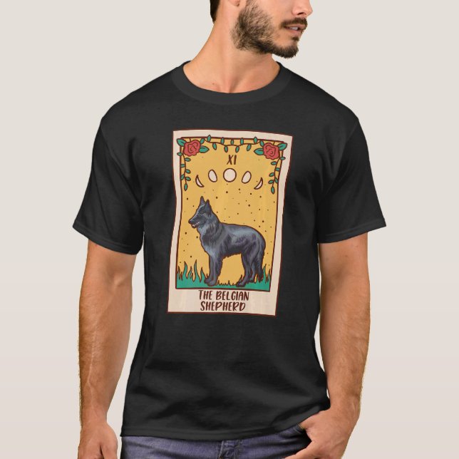 Camiseta Tarot Card Occulta Magic Occultism Cão Belga Ela (Frente)