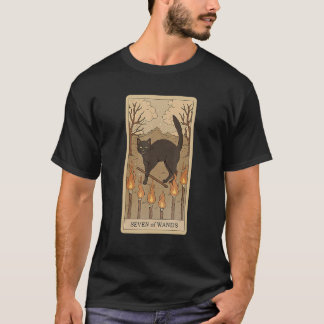 Camiseta Tarot Card Seven Of Wands And Cat Cosmic Graphic C