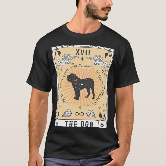 Camiseta Tarot Card The Dog Fila Brasileiro Celestial Space (Frente)