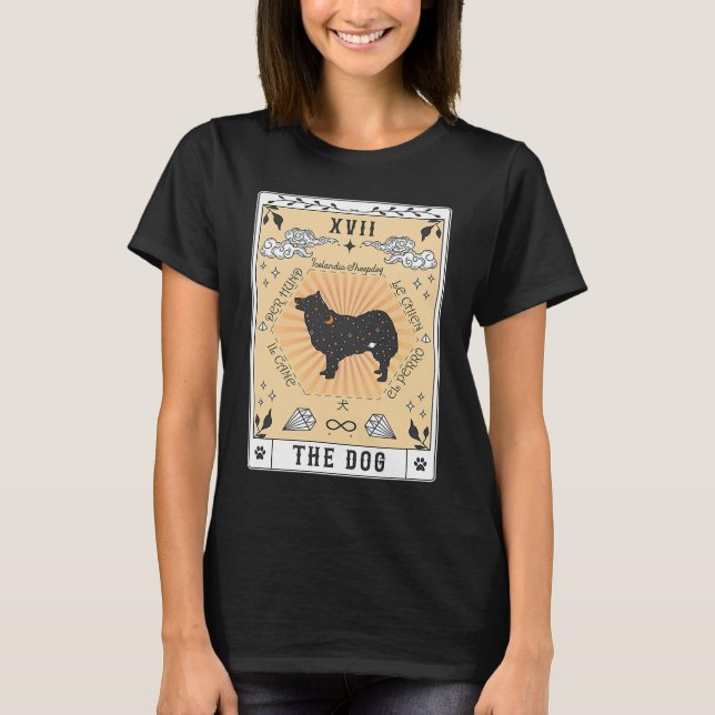 Camiseta Tarot Card The Dog islandês Sheepdog Celestial Sp (Frente)