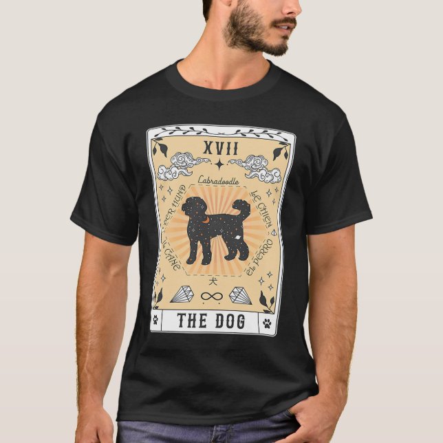 Camiseta Tarot Card The Dog Labradoodle Celestial Space Gal (Frente)