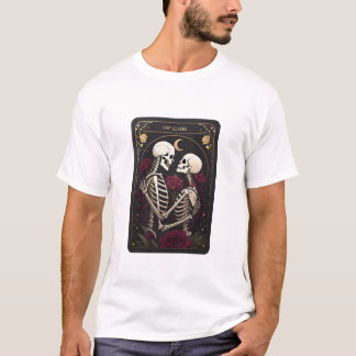 Camiseta Tarot Card The Lovers skeleton couples
