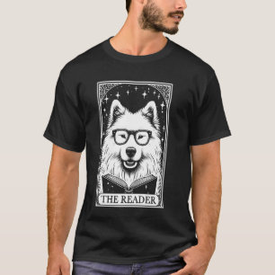 Camiseta Tarot Card Vintage Samoyed Dog Book Sobre A Leitur