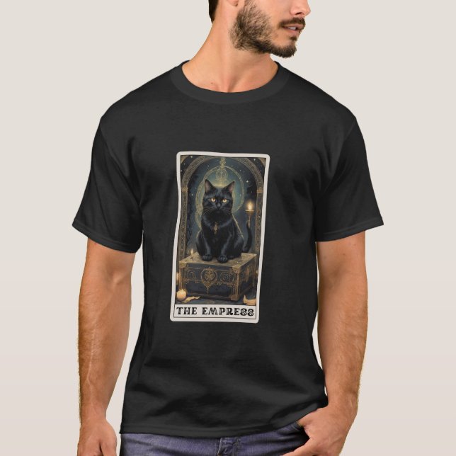 Camiseta Tarot de Gato Preto, Gatos de Halloween Impermeáve (Frente)