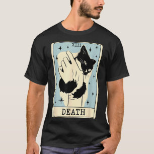Camiseta Tarot de Gato Preto Morte Dia das Bruxas Amante de