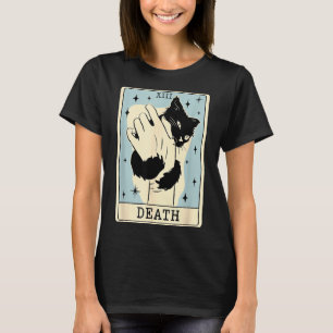 Camiseta Tarot de Gato Preto Morte Dia das Bruxas Amante de