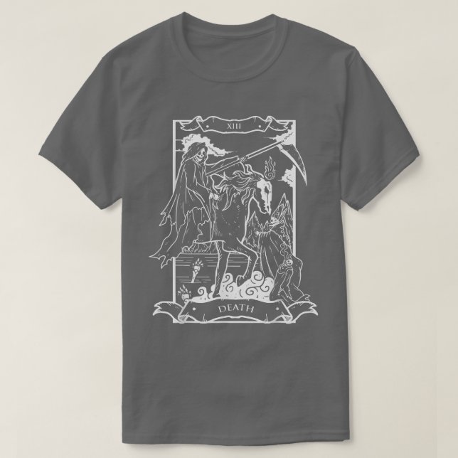 Camiseta Tarot Death Card Skeleton Skull Horror Bones Goth  (Frente do Design)