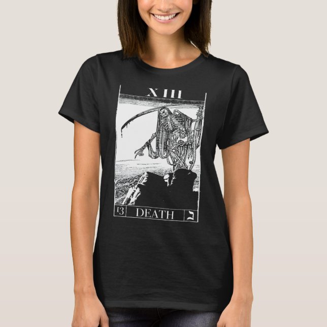 Camiseta Tarot Death Card Skeleton Skull Horror Bones Gótic (Frente)