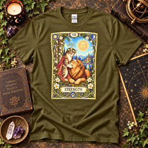 Camiseta Tarot do Gato Força - Coragem e Compaixão