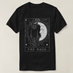 Camiseta Tarot do Gato Místico Arte do Cartão da Lua
