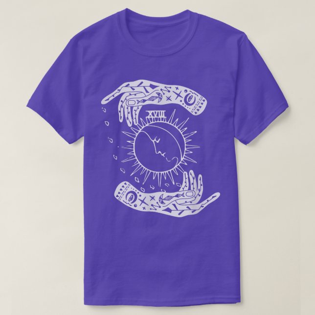 Camiseta Tarot Hands, Sun Crescent Moon & Rain  (Frente do Design)