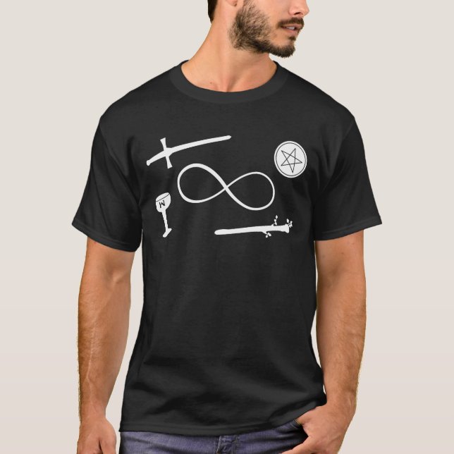 Camiseta Tarot Lemniscate: O Mágico e 4 Elementos (Frente)