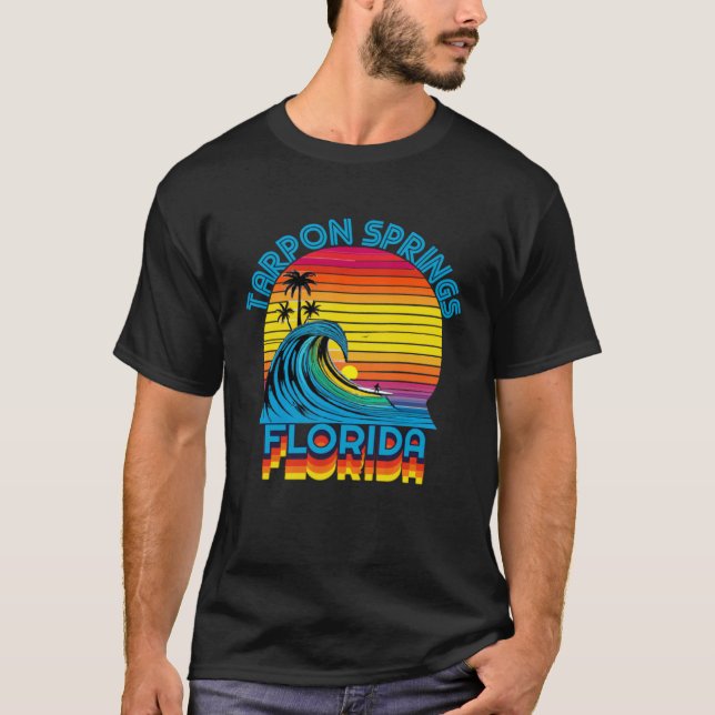 Camiseta Tarpon Springs Florida Retro Throwback Surf & Beac (Frente)