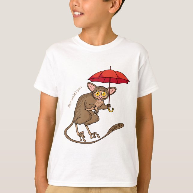 Camiseta Tarsier bonito com ilustração de desenho de desenh (Frente)