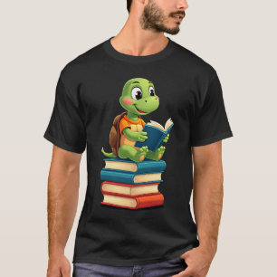 Camiseta Tartaruga Adorável Lendo Livros (4)