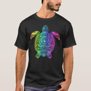Camiseta Tartaruga Arco-Íris Mandala Aquarela Lótus Yoga Me