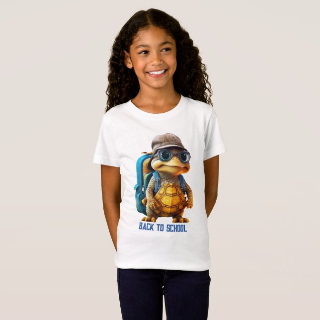 Camiseta Tartaruga Bonita Aventurada com Mochila, (Frente Completa)